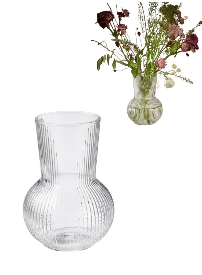 Minimalist Transparent Flower Vase – 17cm Stylish Glass Vase for Fresh or Artificial Flowers, Living Room & Bedroom - Image 1